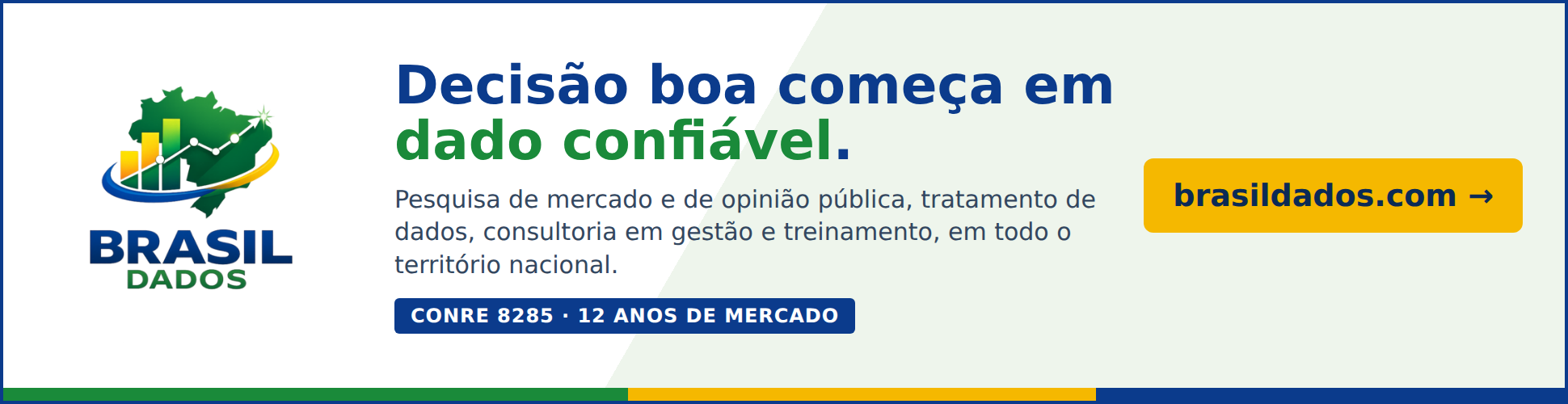 Brasil Dados: pesquisa de mercado e de opinião pública, tratamento de dados e consultoria. CONRE 8285.